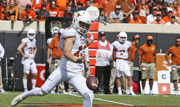 Punter Michael Dickson's power and variety of kicks impressed at Seahawks rookie minicamp. (AP)...