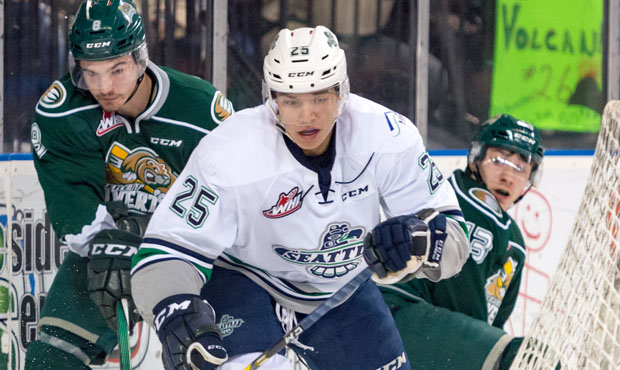 Ethan Bear had three points in Seattle's Western Conference-clinching Game 4 win. (T-Birds photo)...