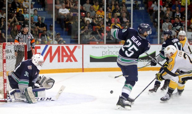 Ethan Bear’s clearing attempt in Game 2 bounced off of Tyler Coulter and into the Seattle net to ...