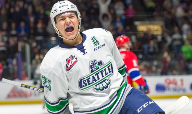 Ethan Bear has scored more goals than any other T-Birds defenseman ever has (Brian Liesse/T-Birds)...