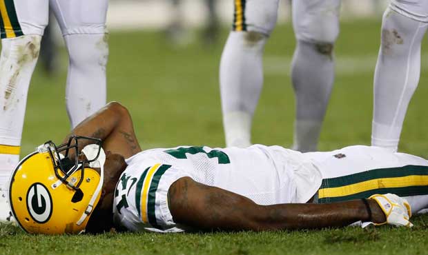 Davante Adams was carried out on a stretcher Thursday night after a hard hit. (AP)...