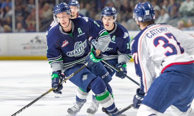 Austin Strand had three points in Seattle's 4-3 opening night win over Tri City (Brian Liesse/T-Bir...