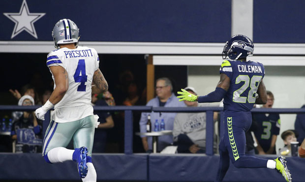 Justin Coleman's pick-six helped the Seahawks beat Dak Prescott and the Cowboys. (AP)...