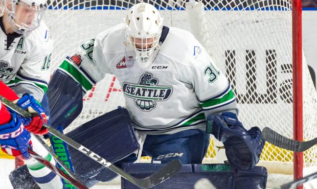 Liam Hughes has taken over Seattle's number one goalie spot (Brian Liesse/T-Birds)...