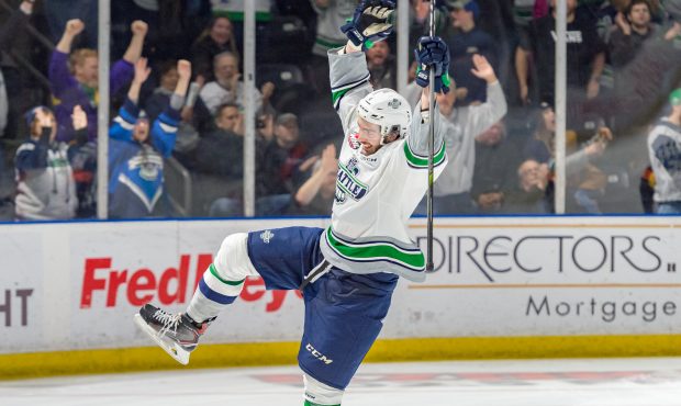 Turner Ottenbreit celebrates his shootout conversion during Seattle's 7-6 win Saturday (Brian Liess...