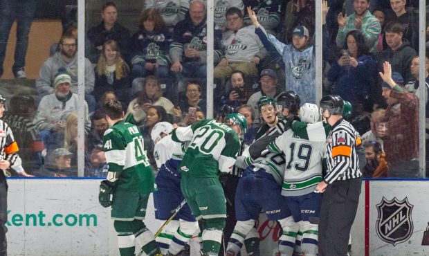 Tensions ran high between Everett and Seattle Saturday night (Brian Liesse/ T-Birds)...