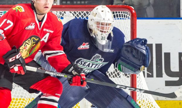 Liam Hughes is now Seattle's number one goalie (Brian Liesse/Thunderbirds)...