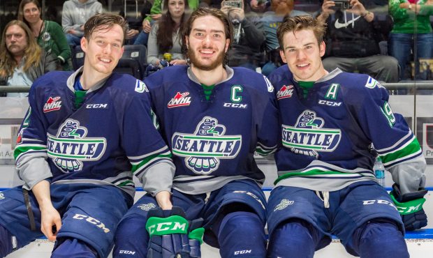 Austin Strand, Turner Ottenbreit, and Donovan Neuls were all smiles after playing their last regula...