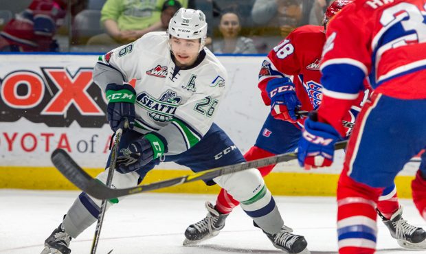 Nolan Volcan had three assists Friday night as the T-Birds clinced a playoff spot (Brian Liesse/T-B...