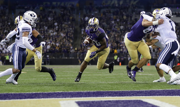 UW Huskies RB Salvon Ahmed will get opportunities in space vs. UCLA. (AP)...