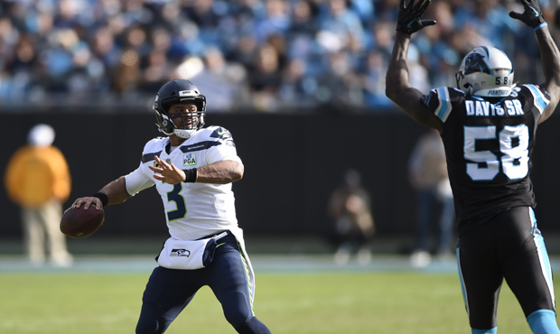 Russell Wilson's long pass to Tyler Lockett set up the Seahawks' game-winning field goal. (AP)...