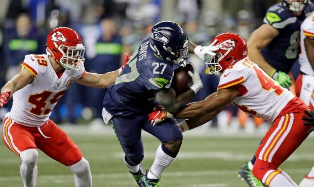Mike Davis helped the Seahawks' running attack in their win over Kansas City. (AP)...