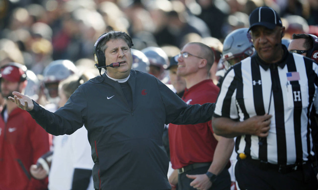 Mike Leach's WSU Cougars are heading to San Antonio for the Alamo Bowl. (AP)...