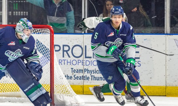 Jarret Tyszka and the Thunderbirds had a tough weekend, losing twice to Everett (Brian Liesse/T-Bir...