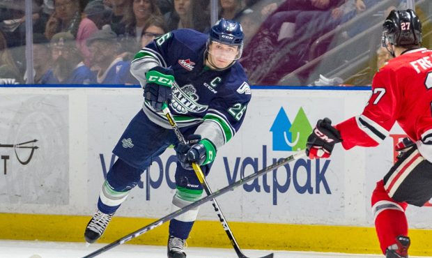 Seattle captain Nolan Volcan scored his 100th career goal during the Thunderbirds 5-2 win over Port...