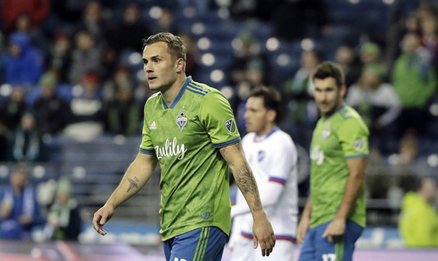 Sounders forward Jordan Morris scored twice in Seattle's season-opening win. (AP)...