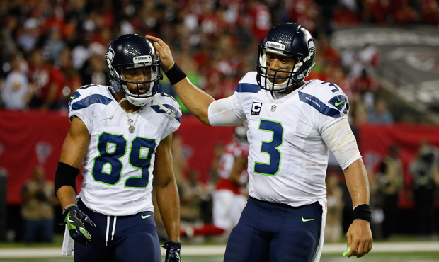 Doug Baldwin's letter to his younger self didn't mention Seahawks QB Russell Wilson. (Getty)...
