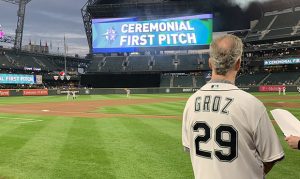 Watch: The Groz throws out the 1st pitch before Mariners-Astros game