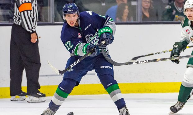 Florida Panthers prospect Henrik Rybinski made his preseason debut Sunday in Everett. (Brian Liesse...
