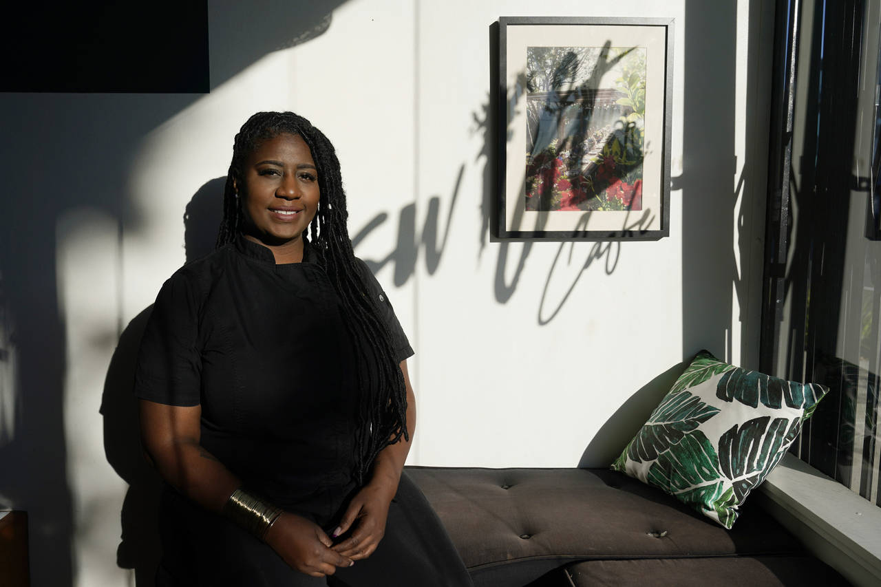 Kyndra McCrary, owner of Ooh La La Catering, poses for a portrait at her restaurant, Swift Cafe, Tu...