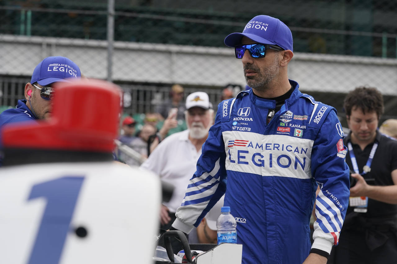 Tony Kanaan, of Brazil, waits to drive during qualifications for the Indianapolis 500 auto race at ...