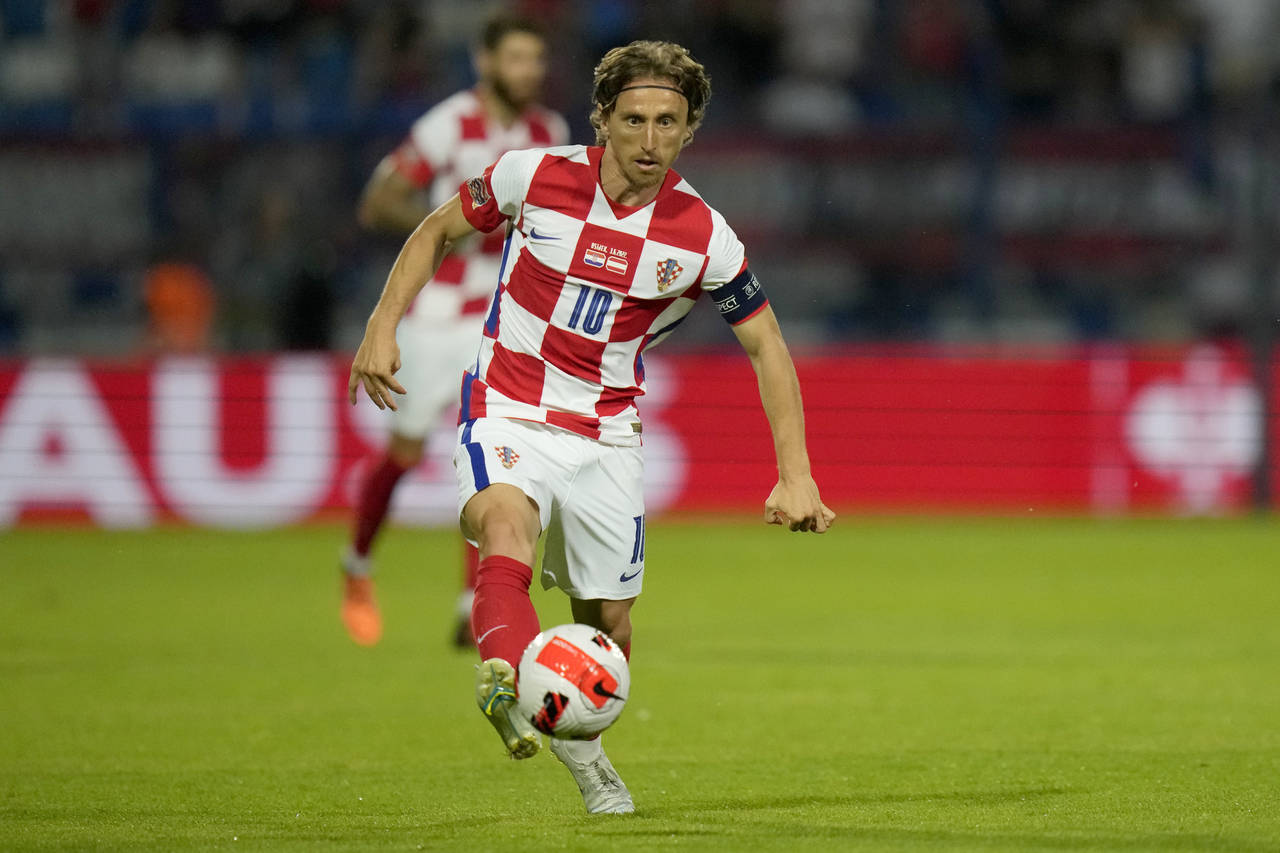 FILE - Croatia's Luka Modric is in action during the UEFA Nations League soccer match between Croat...