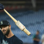 
              Seattle Mariners outfielder Mitch Haniger swings a bat during practice, ahead of the team's wildcard baseball series matchup against the Toronto Blue Jays in Toronto, Thursday, Oct. 6, 2022. (Alex Lupul/The Canadian Press via AP)
            