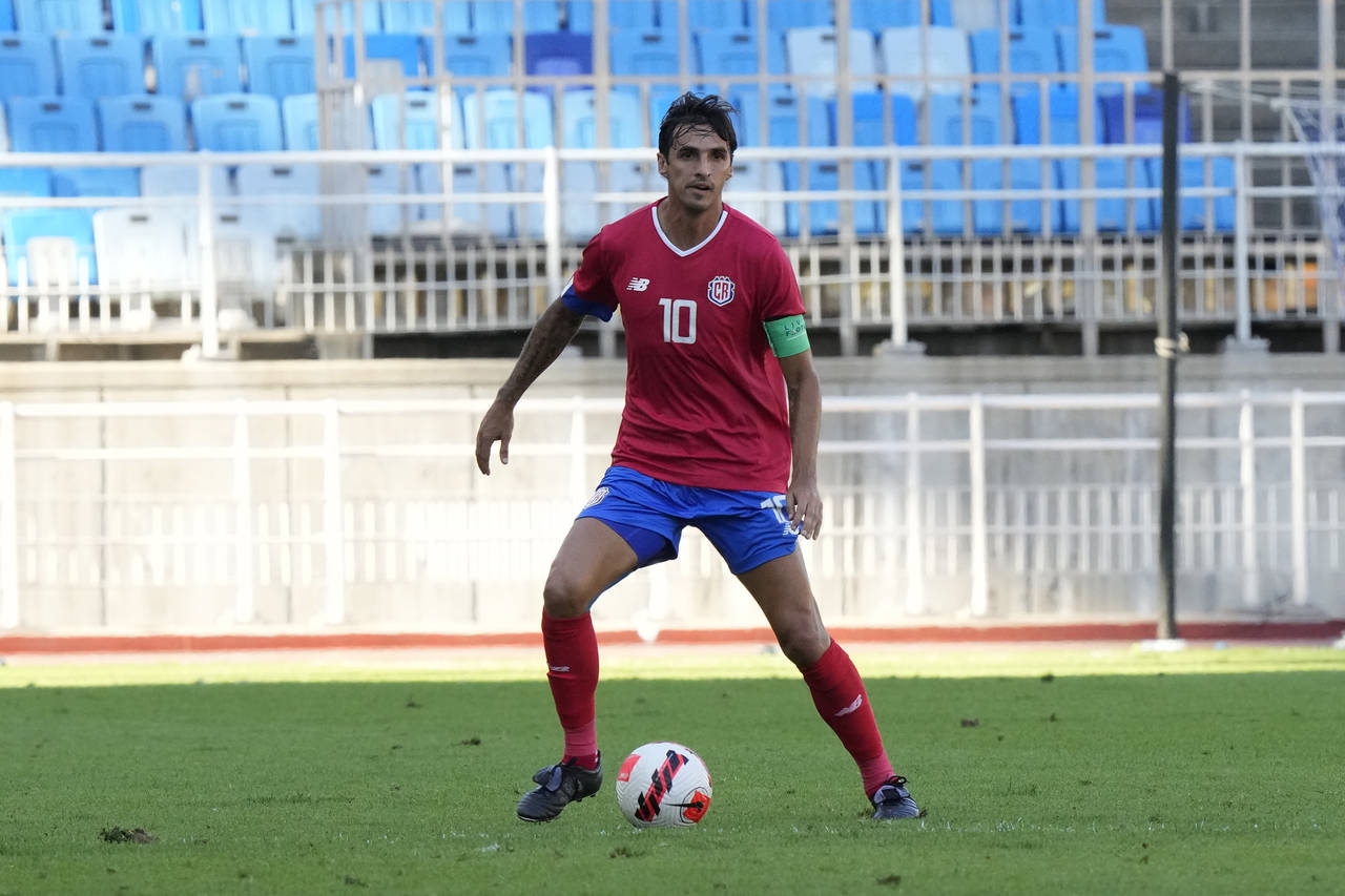 FILE - Costa Rica's Bryan Ruiz controls the ball during a friendly soccer match against Uzbekistan ...