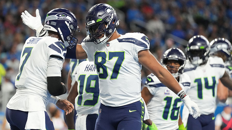 Seattle Seahawks Noah Fant Geno Smith...