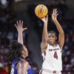 South Carolina's Aliyah Boston leaves game after hard fall