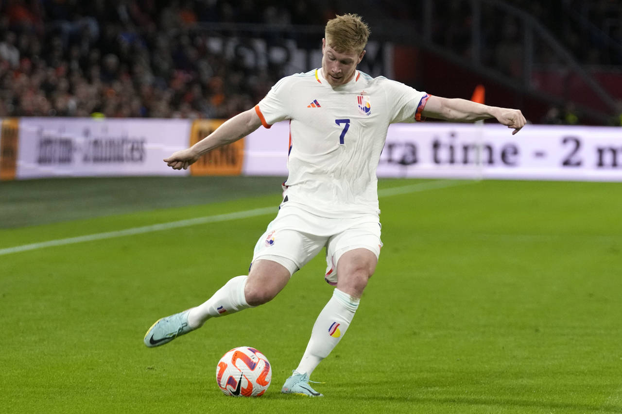FILE - Belgium's Kevin De Bruyne during the UEFA Nations League soccer match between the Netherland...