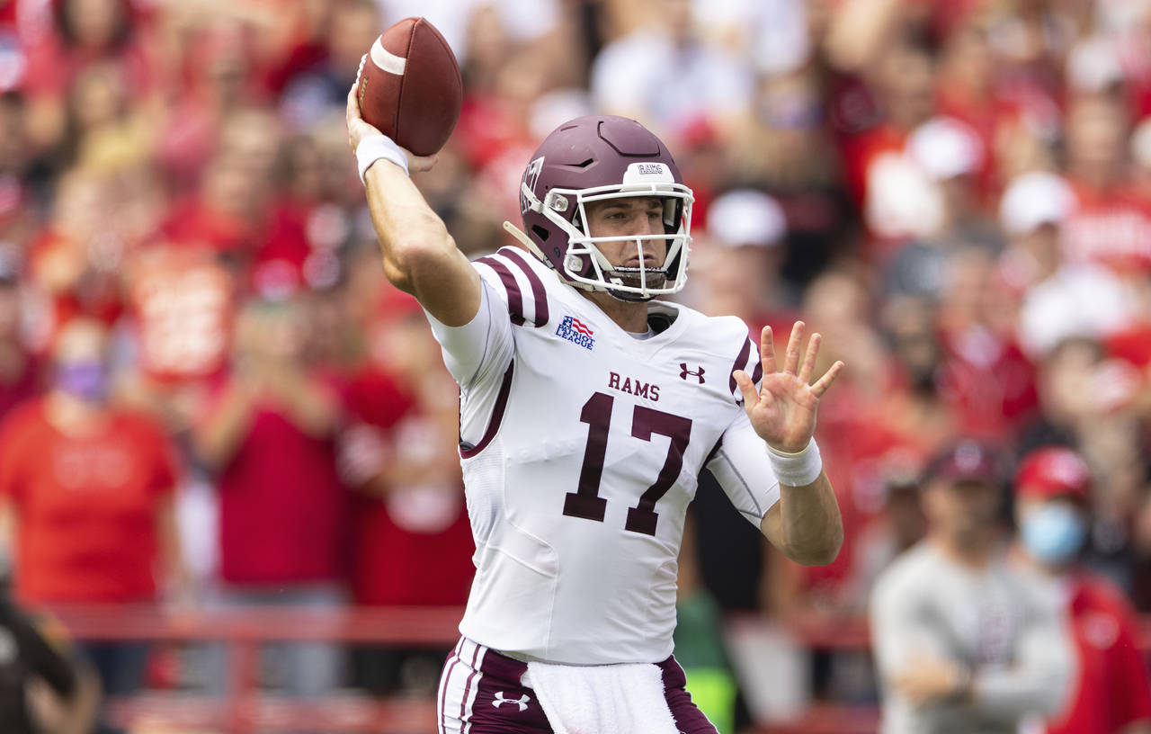 FILE - Fordham quarterback Tim DeMorat (17) throws a pass against Nebraska during the second half o...