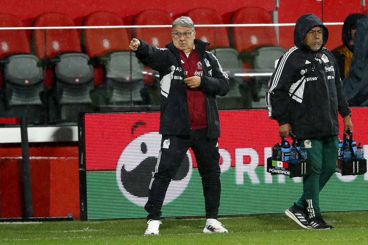 Mexico head coach Gerardo Martino gestures during the international friendly soccer match between M...