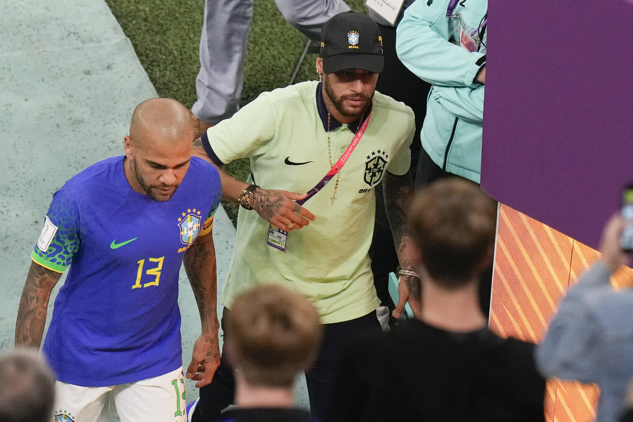 Brazil's Neymar leaves after the World Cup group G soccer match between Cameroon and Brazil, at the...