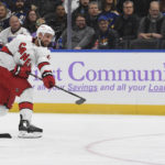 Jordan Martinook has hat trick Hurricanes beat Blues 6-4