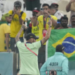 Neymar joins teammates to watch Brazil's game at World Cup