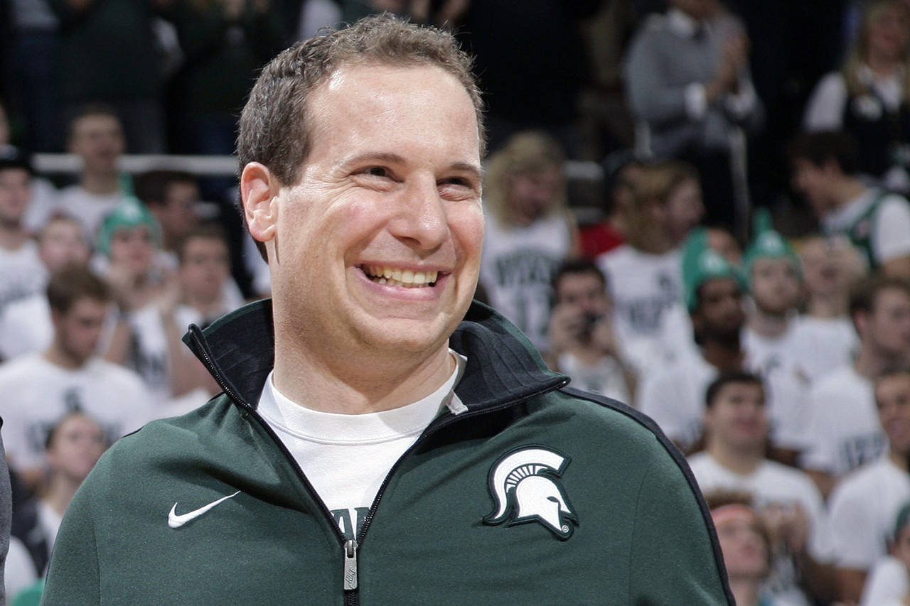 FILE -Former Michigan State player Mat Ishbia laughs as he are introduced along with Michigan State...