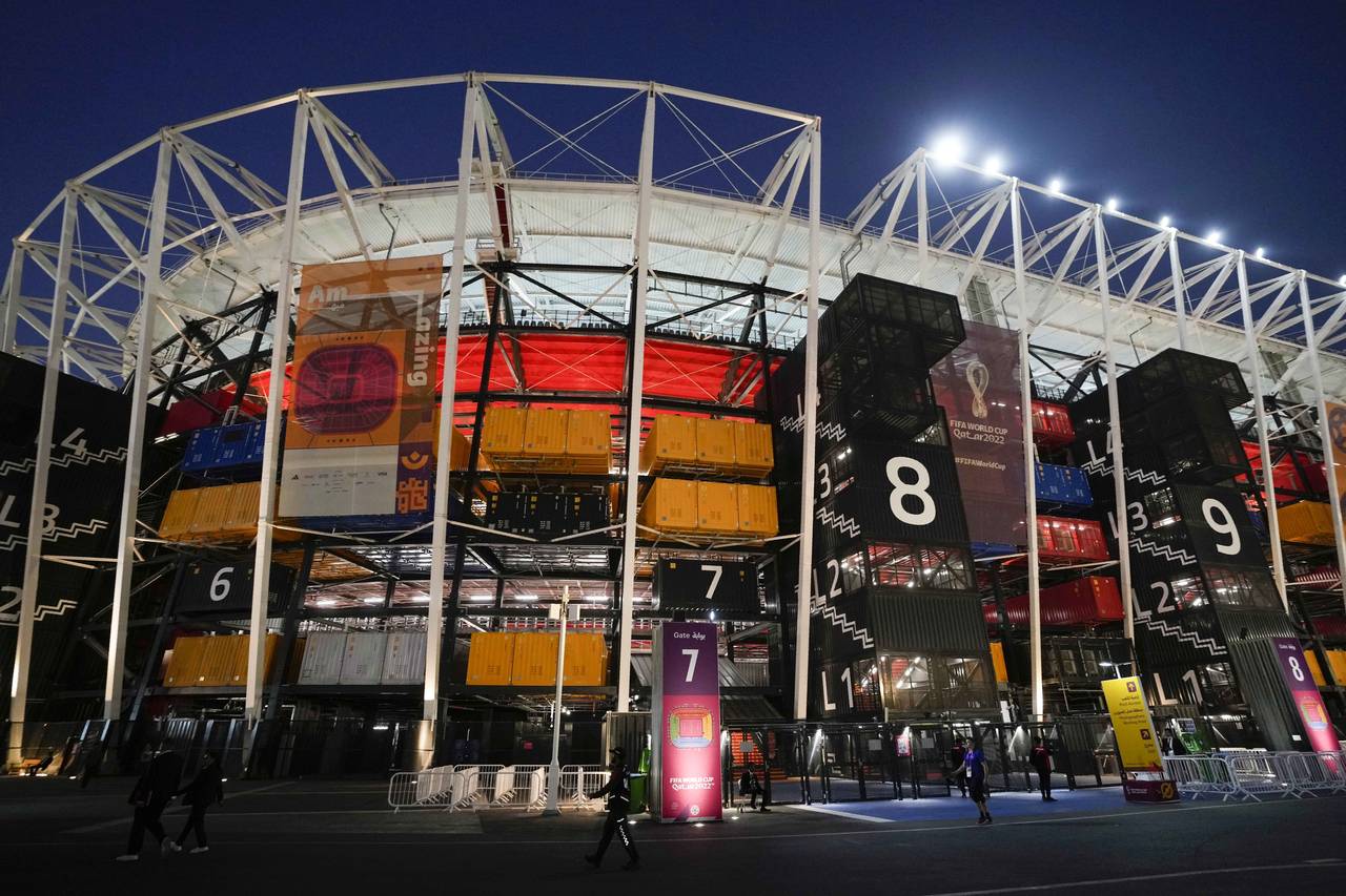 FILE - A partial view of the Stadium 974 prior to the start of the World Cup group G soccer match b...