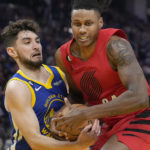 Poole scores 41, Thompson 31, Warriors beat Blazers 118-112