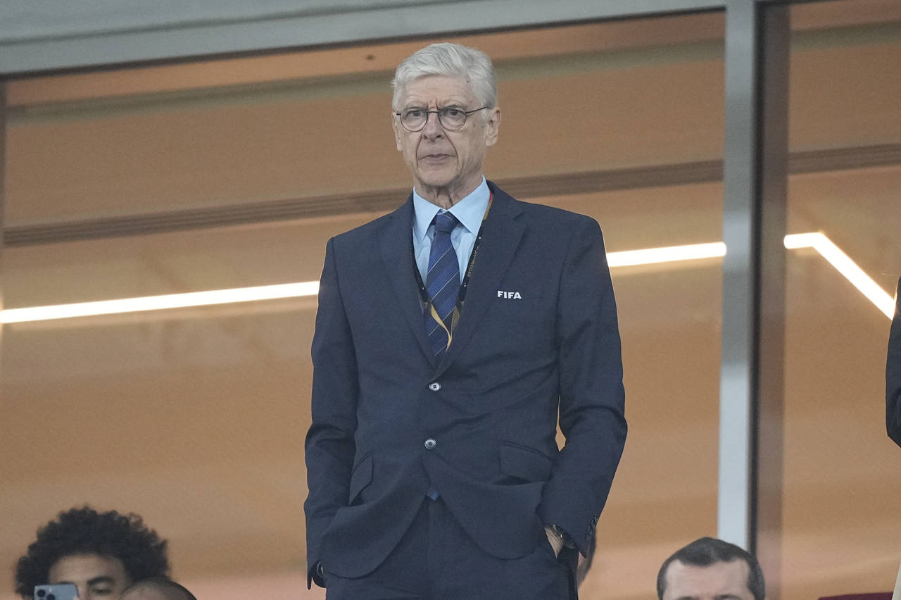 Former Arsenal coach Arsene Wenger stands on the tribune before the World Cup group G soccer match ...