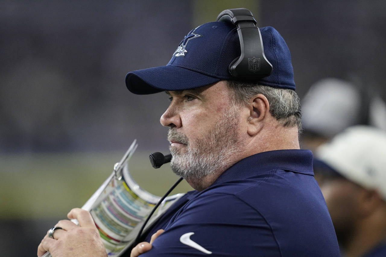 Dallas Cowboys head coach Mike McCarthy looks on from the sideline during the second half of an NFL...