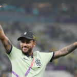 Neymar joins teammates to watch Brazil's game at World Cup