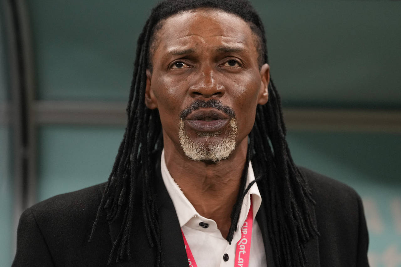 Cameroon's head coach Rigobert Song listen to national anthem prior the World Cup group G soccer ma...