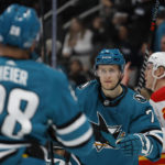 Toffoli and Kadri both score twice, Flames beat Sharks 7-3