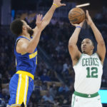 Thompson scores 34, Warriors beat Celtics in Finals rematch