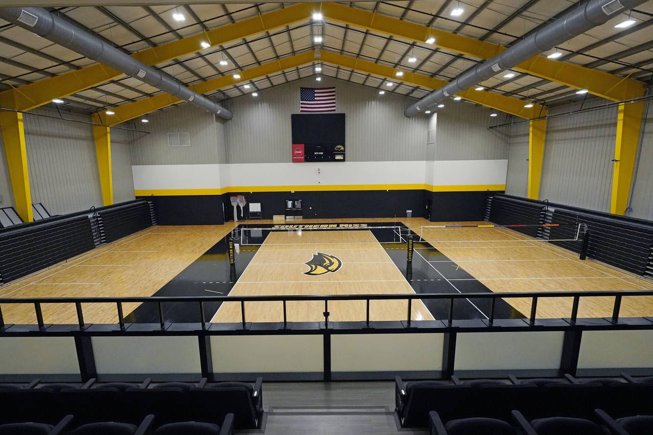 This Sept. 16, 2022 photo shows the volleyball courts in the Wellness Center at the University of S...