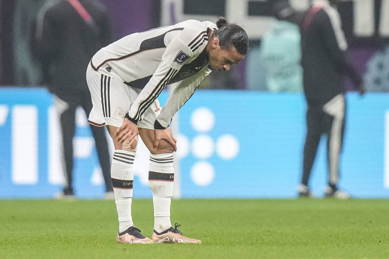 Germany's Leroy Sane reacts at the end of the World Cup group E soccer match between Costa Rica and...