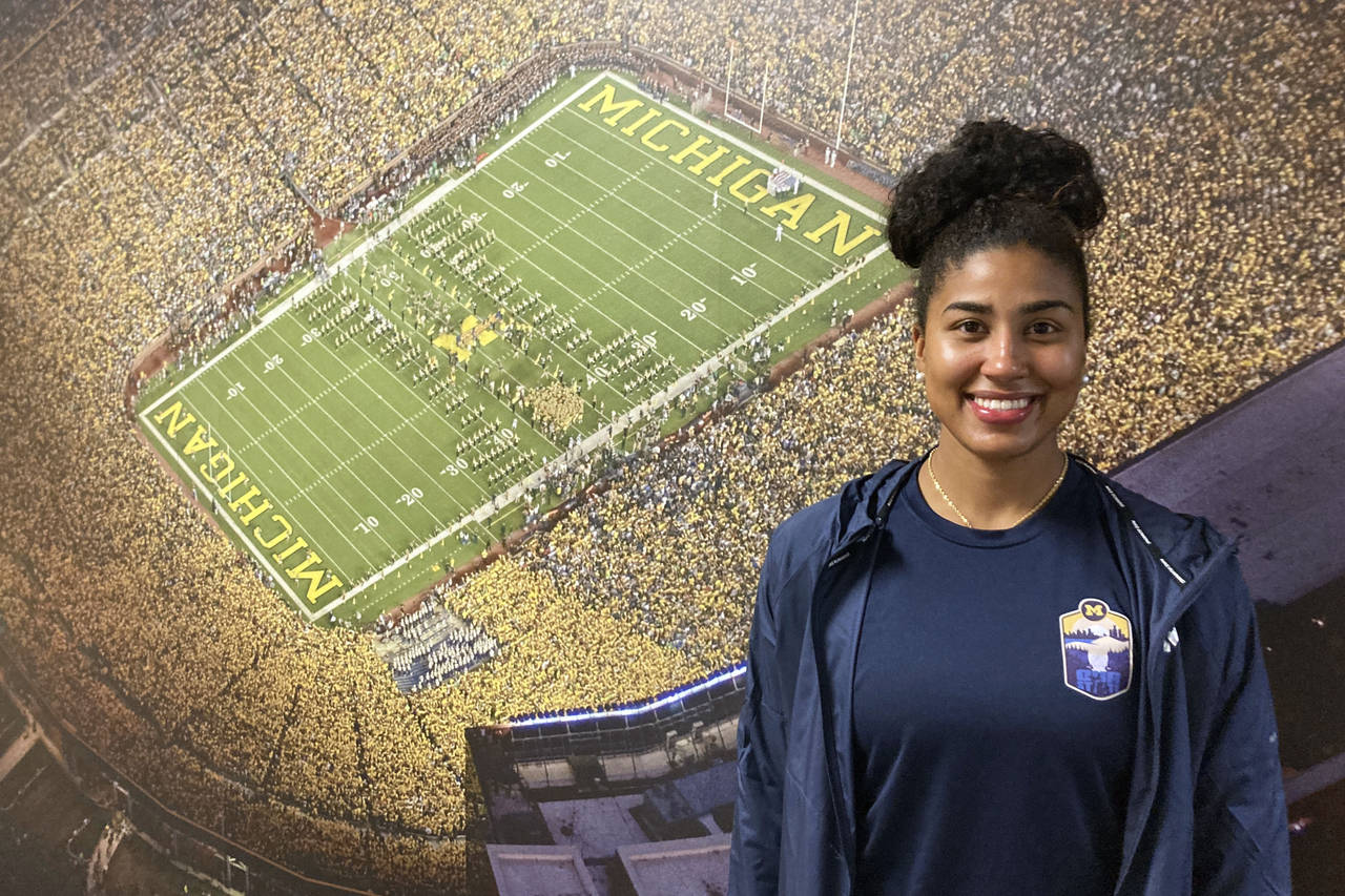 Michigan's Mimi Bolden-Morris, the first female graduate assistant football coach at Power Five sch...