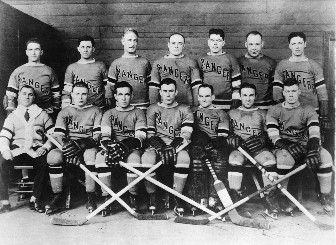 FILE - The New York Rangers, members of the National Hockey League, pose for a photo in 1928 in New...