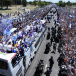Sea of people try to catch glimpse of Argentina soccer team